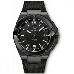 Decorating with the white scale and pointers, this all-black replica IWC watch shows a clear time display.